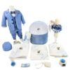 Set Botez "Milan Ioan", format din Trusou Complet, Lumanare si Tinuta Eleganta, model Ingeras, 17 piese, pentru Baieti, culoare Bleumarin, marca LoreBebe ®