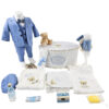 Set Botez "Ryan", format din Trusou Complet, Lumanare si Tinuta Eleganta, model Ursulet, 17 piese, pentru Baieti, culoare Bleumarin, marca LoreBebe ®