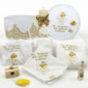 Set Botez "Ingeras de Lumina", format din Trusou Complet si Lumanare, model Ingeras, 10 piese, pentru Fete, culoare Auriu, marca LoreBebe ®