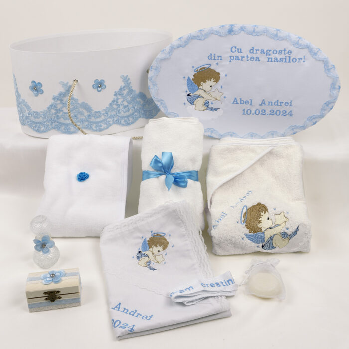 Trusou Botez "Aripile Ingerasului", model Ingeras, 9 piese, pentru Baieti, culoare Bleumarin, marca LoreBebe ® - imagine 1