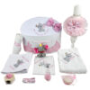Set Botez "Eloise Maria", format din Trusou Complet si Lumanare, model Elefant, 10 piese, pentru Fete, culoare Roz , marca LoreBebe ®