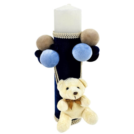 Lumanare Botez din Parafina, model "Ursulet Zburator", culoare Albastru, marca LoreBebe ®