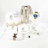 Set Botez "Ingerasul de Lumina", format din Trusou Complet, Lumanare si Tinuta Eleganta, model Ingeras, 16 piese, pentru Baieti, culoare Auriu, marca LoreBebe ®
