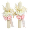 Lumanare Botez din Ceara, model "Atingeri Delicate", culoare Roz , marca LoreBebe ®