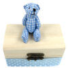Cutie Prima Suvita din Lemn, model "Ursulet in Carouri", culoare Bleumarin, marca LoreBebe ®