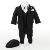 Costum Botez "Daniele", cu Chipiu si Papion, 6 piese, pentru Baieti, culoare Negru, marca LoreBebe ®