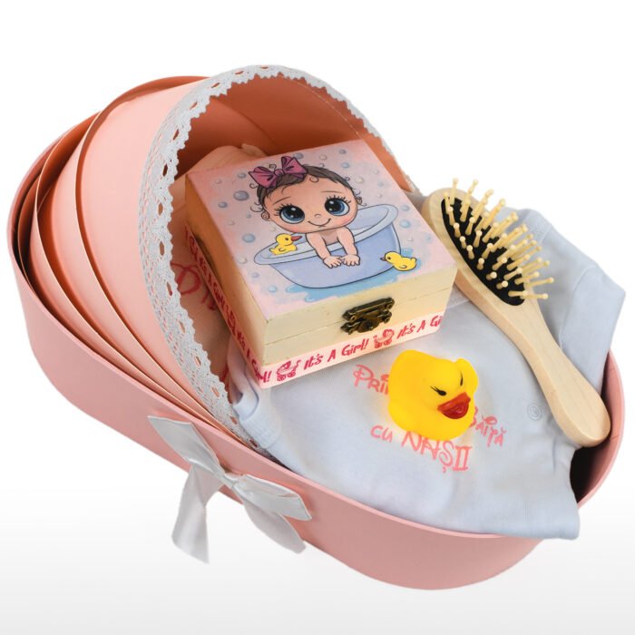 Set Prima Baita cu Nasii "Baita de Rasfat", model Bebelusa, 6 piese, pentru Fete, culoare Roz , marca LoreBebe ® - imagine 1