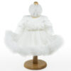 Rochita Botez "Amelia", cu Bentita, 2 piese, pentru Fete, culoare Alb, marca LoreBebe ®