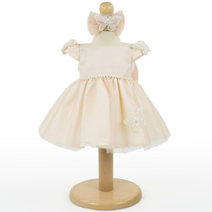 Rochita Botez "Angelica", cu Bentita, 2 piese, pentru Fete, culoare Roz , marca LoreBebe ® - imagine 1