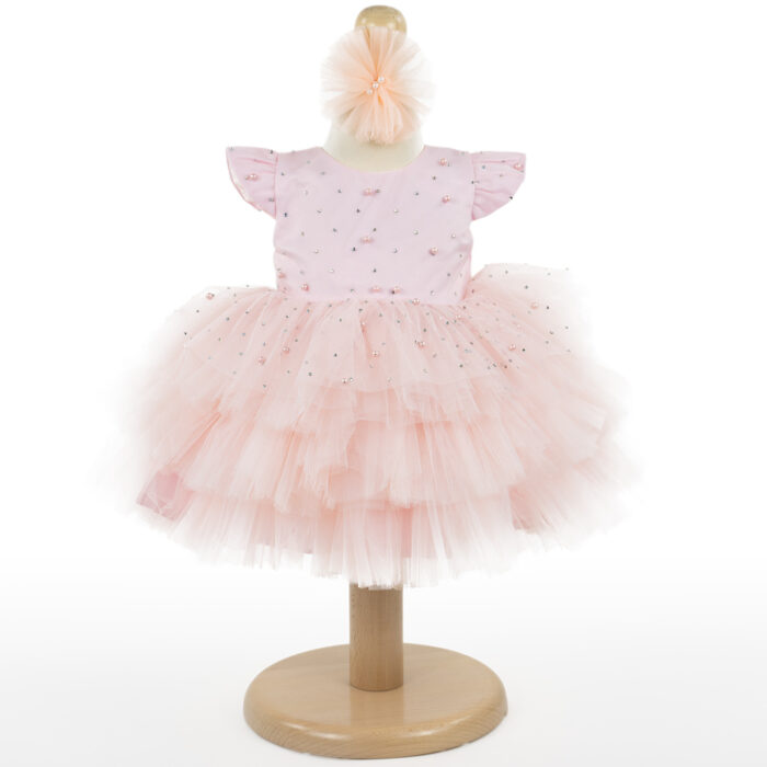 Rochita Botez "Charlotte", cu Bentita, 2 piese, pentru Fete, culoare Roz , marca LoreBebe ® - imagine 1