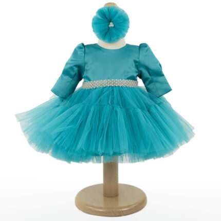 Rochita Botez "Gisela", cu Bentita, 2 piese, pentru Fete, culoare Turquoise, marca LoreBebe ®