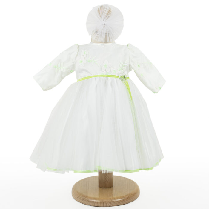 Rochita Botez "Miriam", cu Bentita, 2 piese, pentru Fete, culoare Verde, marca LoreBebe ® - imagine 1