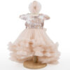 Rochita Botez "Victoria", cu Bentita, 2 piese, pentru Fete, culoare Somon, marca LoreBebe ®