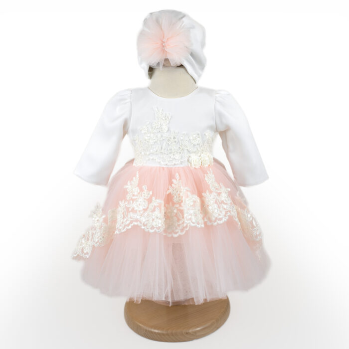 Rochita Botez "Keira", cu Bentita, 2 piese, pentru Fete, culoare Roz , marca LoreBebe ® - imagine 1