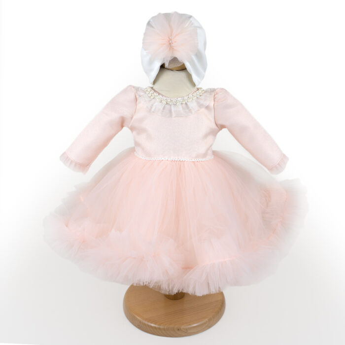 Rochita Botez "Lilith", cu Bentita, 2 piese, pentru Fete, culoare Roz , marca LoreBebe ® - imagine 1
