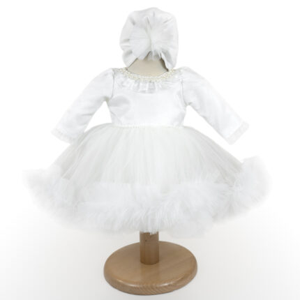 Rochita Botez "Liriel", cu Bentita, 2 piese, pentru Fete, culoare Alb, marca LoreBebe ®
