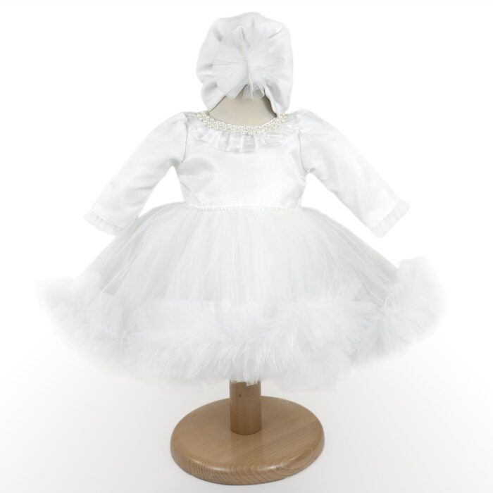 Rochita Botez "Liriel", cu Bentita, 2 piese, pentru Fete, culoare Alb, marca LoreBebe ® - imagine 1