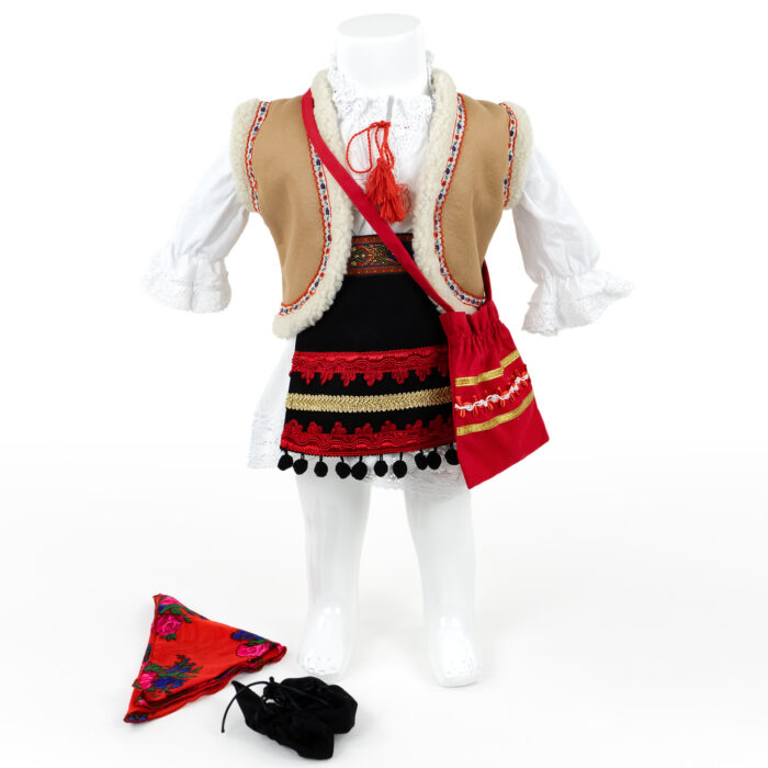 Rochita Botez - Port Traditional "Marioara", cu Batic si Traista, 6 piese, pentru Fete, culoare Multicolor, marca LoreBebe ® - imagine 1