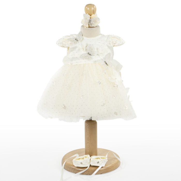 Rochita Botez "Kate", cu Bentita, 2 piese, pentru Fete, culoare Alb, marca LoreBebe ® - imagine 1