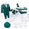 Set Botez "Ursuletul Jucaus", format din Trusou Complet, Lumanare si Tinuta Eleganta, model Ursulet, 16 piese, pentru Baieti, culoare Verde, marca LoreBebe ®