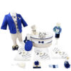 Set Botez "Darius Andrei", format din Trusou Complet, Lumanare si Tinuta Eleganta, model Ursulet, 17 piese, pentru Baieti, culoare Albastru, marca LoreBebe ®
