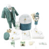 Set Botez "Dimitri", format din Trusou Complet, Lumanare si Tinuta Eleganta, model Ingeras, 17 piese, pentru Baieti, culoare Verde, marca LoreBebe ®