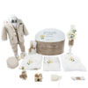 Set Botez "Dominic George", format din Trusou Complet, Lumanare si Tinuta Eleganta, model Ursulet, 17 piese, pentru Baieti, culoare Crem, marca LoreBebe ®