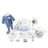 Set Botez "Ianis Gabriel", format din Trusou Complet, Lumanare si Tinuta Eleganta, model Ingeras, 24 piese, pentru Baieti, culoare Bleumarin, marca LoreBebe ®