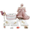 Set Botez "Iris Beatrice", format din Trusou Complet, Lumanare si Tinuta Eleganta, model Ursulet, 13 piese, pentru Fete, culoare Roz , marca LoreBebe ®