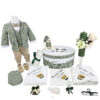Set Botez "Kazimir Tudor", format din Trusou Complet, Lumanare si Tinuta Eleganta, model Ursulet, 17 piese, pentru Baieti, culoare Verde, marca LoreBebe ®