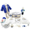 Set Botez "Maximilian Marin", format din Trusou Complet, Lumanare si Tinuta Eleganta, model Ursulet, 24 piese, pentru Baieti, culoare Albastru, marca LoreBebe ®