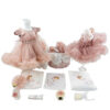 Set Botez "Maya Ionela", format din Trusou Complet, Lumanare si Tinuta Eleganta, model Ingeras, 13 piese, pentru Fete, culoare Roz , marca LoreBebe ®