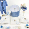 Set Botez "Milan Ioan", format din Trusou Complet, Lumanare si Tinuta Eleganta, model Ingeras, 17 piese, pentru Baieti, culoare Bleumarin, marca LoreBebe ® - imagine 2