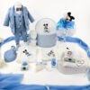 Set Botez "Raul Gabriel", format din Trusou Complet, Lumanare si Tinuta Eleganta, model Mickey, 25 piese, pentru Baieti, culoare Bleumarin, marca LoreBebe ® - imagine 2