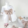 Set Botez "Teodora Mihaela", format din Trusou Complet, Lumanare si Tinuta Eleganta, model Ursulet, 13 piese, pentru Fete, culoare Alb, marca LoreBebe ® - imagine 2