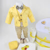 Set Botez "Raul Teodor", format din Trusou Complet, Lumanare si Tinuta Eleganta, model Winnie The Pooh, 24 piese, pentru Baieti, culoare Galben, marca LoreBebe ® - imagine 2