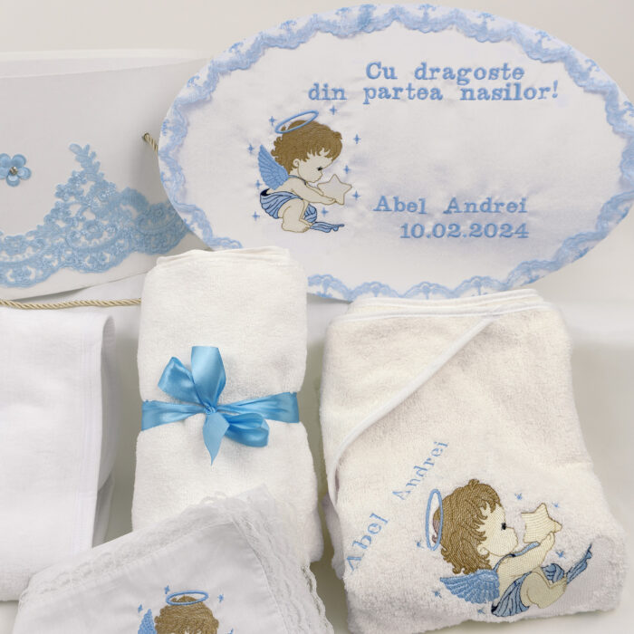 Trusou Botez "Aripile Ingerasului", model Ingeras, 9 piese, pentru Baieti, culoare Bleumarin, marca LoreBebe ® - imagine 2