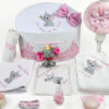 Set Botez "Eloise Maria", format din Trusou Complet si Lumanare, model Elefant, 10 piese, pentru Fete, culoare Roz , marca LoreBebe ® - imagine 2