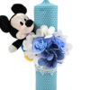 Lumanare Botez din Ceara, model "Mickey si Motive Florale", culoare Bleumarin, marca LoreBebe ® - imagine 2
