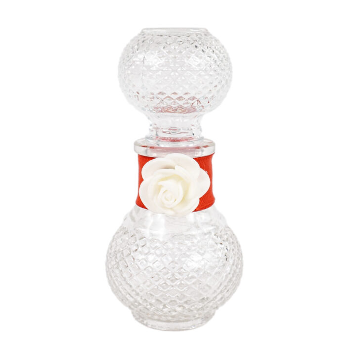 Sticluta Mir din Sticla, model "Floare Pufoasa", culoare Rosu, marca LoreBebe ® - imagine 2