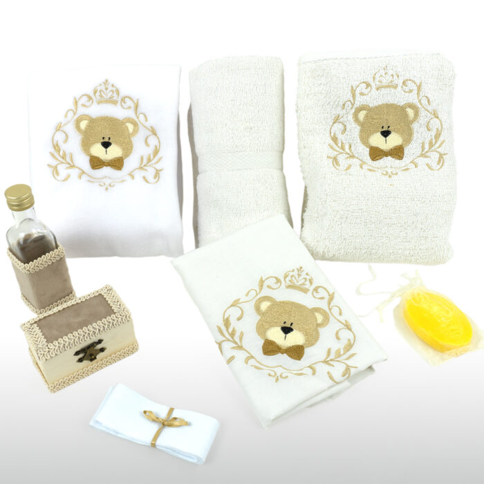 Trusou Botez "Ursuletul Elegant", model Ursulet, 9 piese, pentru Baieti, culoare Bleumarin, marca LoreBebe ® - imagine 2