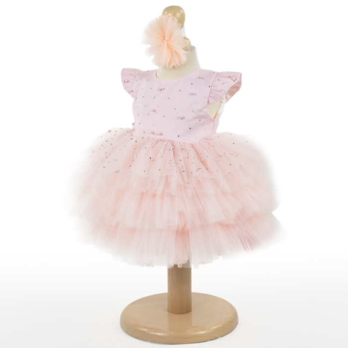 Rochita Botez "Charlotte", cu Bentita, 2 piese, pentru Fete, culoare Roz , marca LoreBebe ® - imagine 2