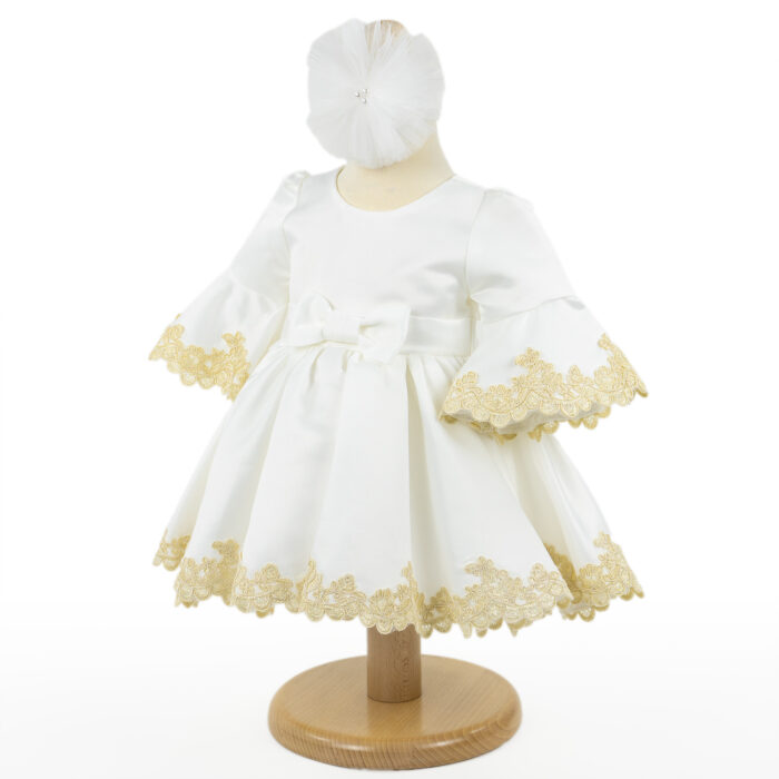 Rochita Botez "Isabela", cu Bentita, 2 piese, pentru Fete, culoare Auriu, marca LoreBebe ® - imagine 2