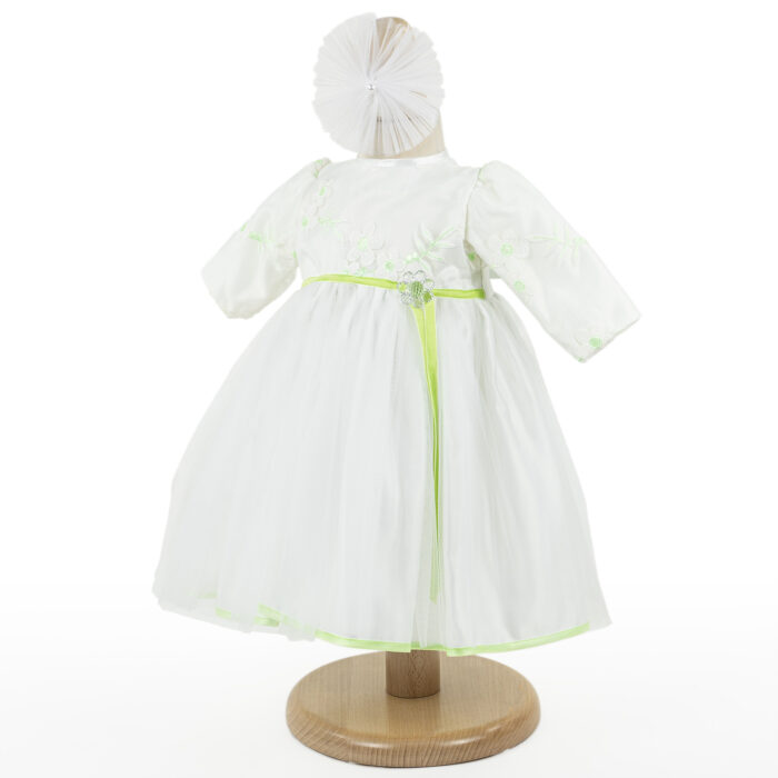 Rochita Botez "Miriam", cu Bentita, 2 piese, pentru Fete, culoare Verde, marca LoreBebe ® - imagine 2