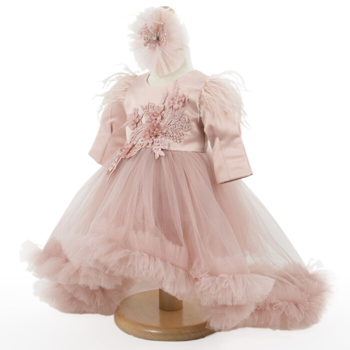Rochita Botez "Nicole", cu Bentita, 2 piese, pentru Fete, culoare Roz , marca LoreBebe ® - imagine 2