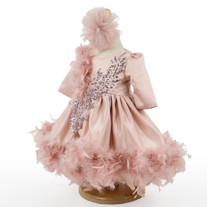 Rochita Botez "Olivia", cu Bentita, 2 piese, pentru Fete, culoare Roz , marca LoreBebe ® - imagine 2