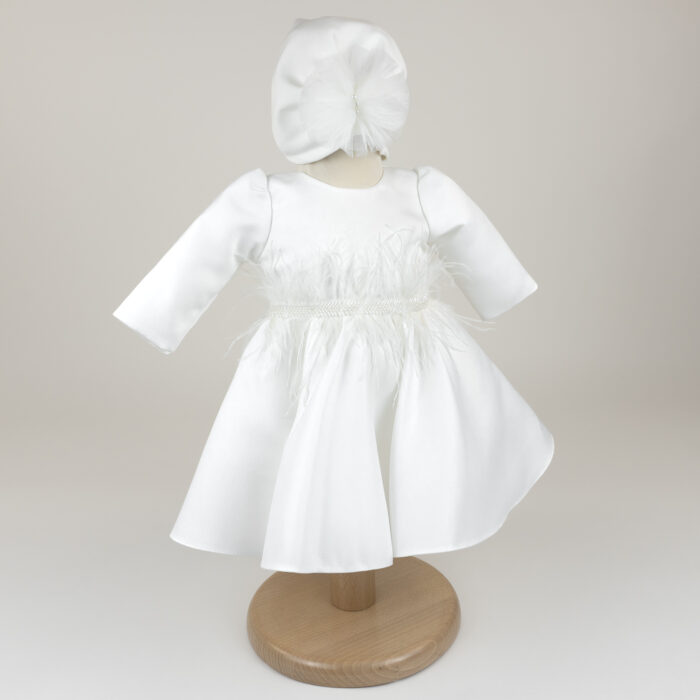 Rochita Botez "Aria", cu Bentita, 2 piese, pentru Fete, culoare Alb, marca LoreBebe ® - imagine 2