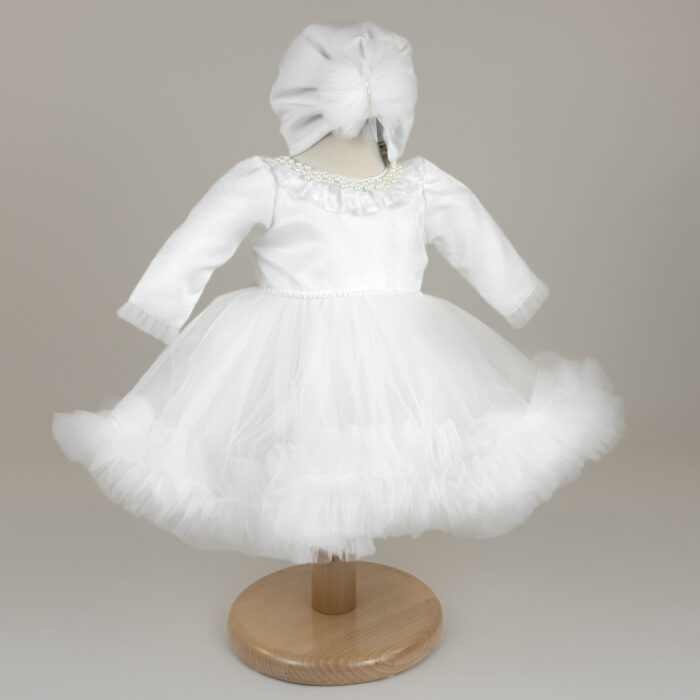 Rochita Botez "Liriel", cu Bentita, 2 piese, pentru Fete, culoare Alb, marca LoreBebe ® - imagine 2