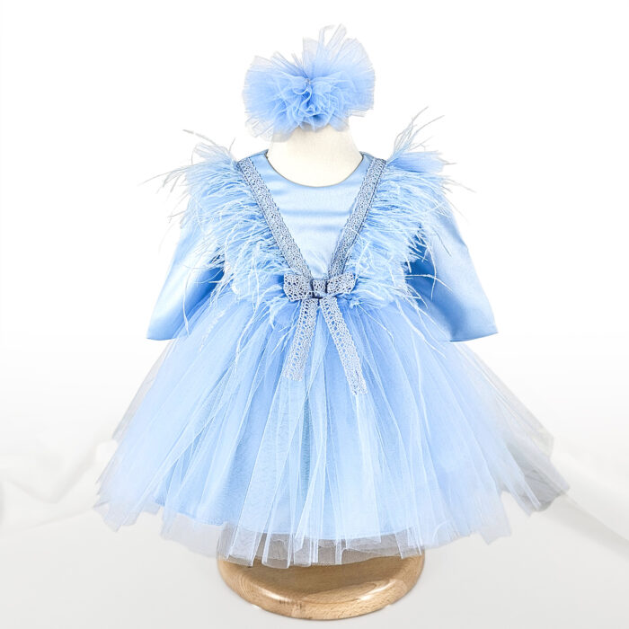 Rochita Botez "Elsa", cu Bentita, 2 piese, pentru Fete, culoare Bleumarin, marca LoreBebe ® - imagine 2