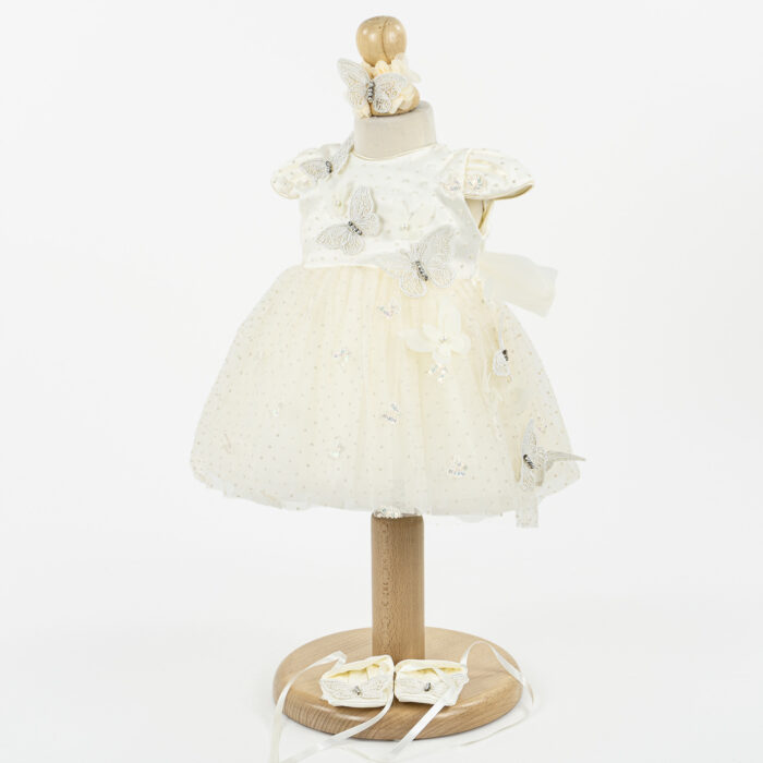 Rochita Botez "Kate", cu Bentita, 2 piese, pentru Fete, culoare Alb, marca LoreBebe ® - imagine 2